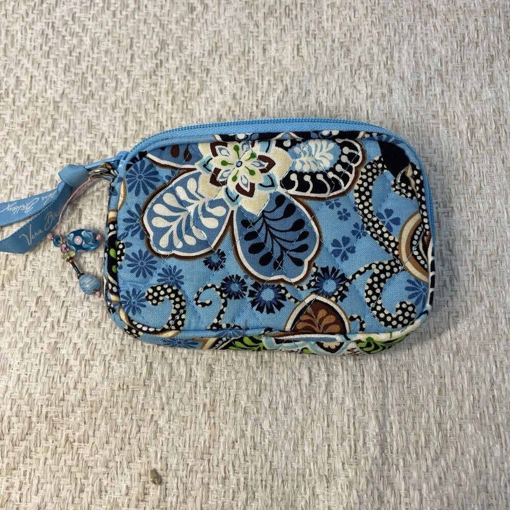 Vera Bradley Bali Blue Floral Quilted Zip Coin Purse - Picture 5 of 7